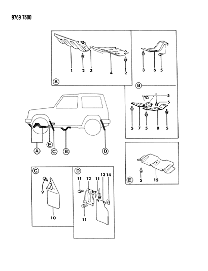 1989 Dodge Raider Mud Guard & Protector Diagram