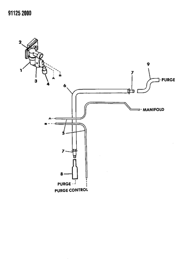 1991 Dodge Daytona Vapor Canister Hose Harness Diagram