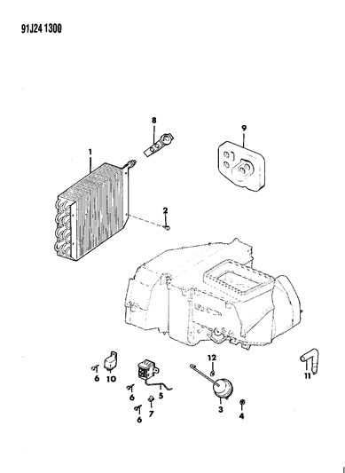 1991 Jeep Cherokee Core, Evaporator Diagram