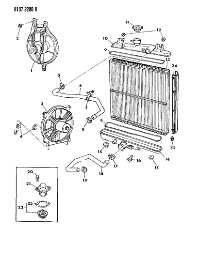 1988 Dodge Caravan Radiator & Related Parts Diagram 2