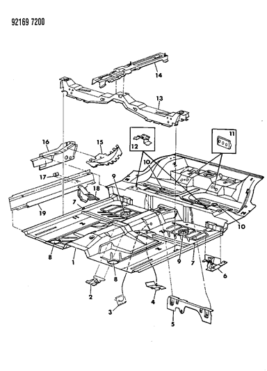 1992 Dodge Daytona Floor Pan Front Diagram