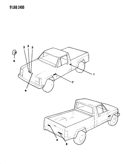 1992 Jeep Comanche Nameplates Diagram