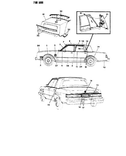 1987 Chrysler Fifth Avenue MOULDING-Quarter Outside Belt Right Diagram for 4229816