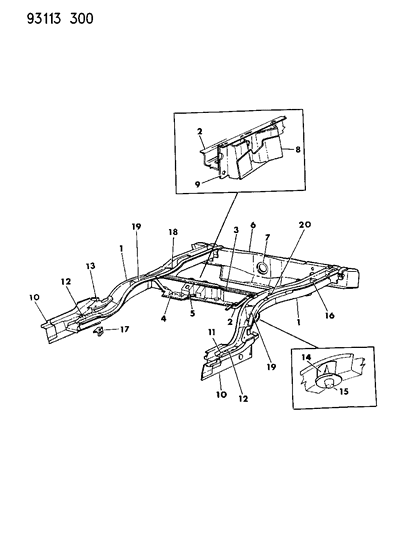 1993 Dodge Shadow Frame Rear Diagram