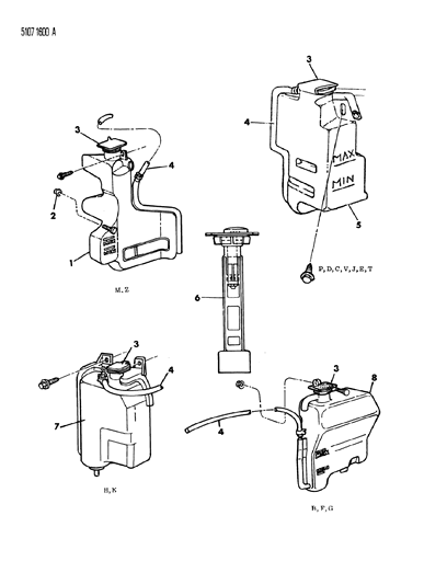 1985 Chrysler Town & Country Coolant Reserve Tank Diagram