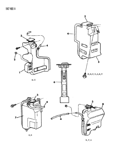 1985 Chrysler LeBaron Base Coolant Reserve Tank Diagram