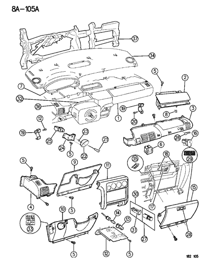 1996 Dodge Neon STRIKER Instrument Panel G/BOX Strike Diagram for 5265862