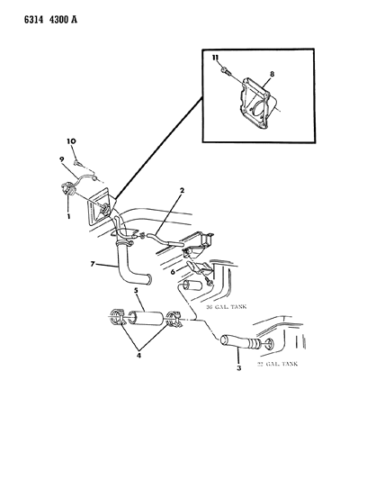 1986 Dodge Ram Wagon Fuel Tank Filler Tube Diagram