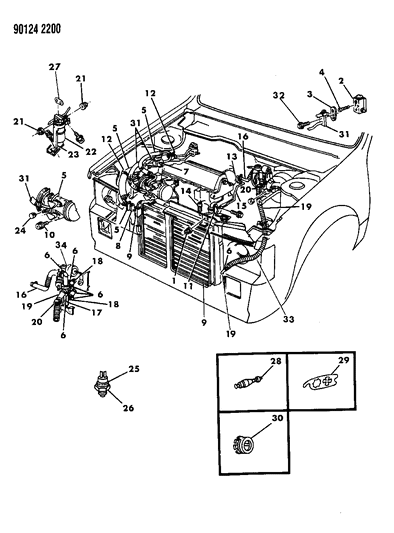 1990 Dodge Omni Plumbing - A/C & Heater Diagram