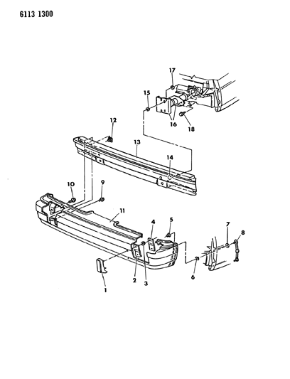 1986 Dodge 600 Bumper, Rear Diagram 1