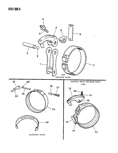 1988 Chrysler Fifth Avenue Bands, Reverse & Kickdown With Linkage Diagram