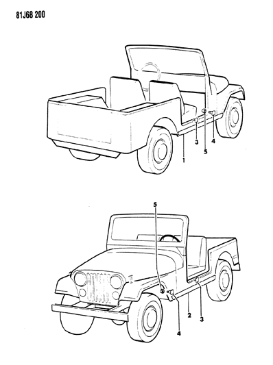 1985 Jeep Wrangler Mouldings, Exterior - Lower Diagram