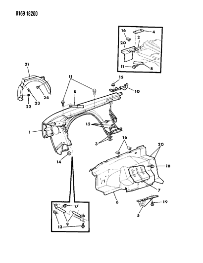 1988 Chrysler Fifth Avenue Fender & Shield Diagram