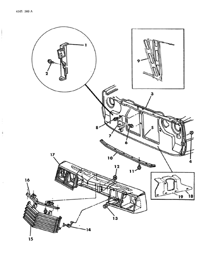 1984 Dodge Daytona Grille & Related Parts Diagram