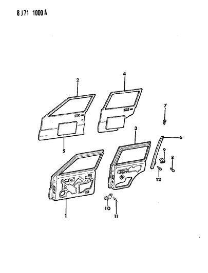 1988 Jeep Wagoneer Doors, Front And Rear Diagram