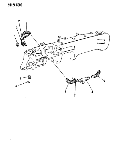 1991 Chrysler TC Maserati Demister, Hose, Adapter Diagram