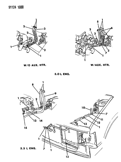 1991 Chrysler Town & Country Plumbing - Heater Diagram 2