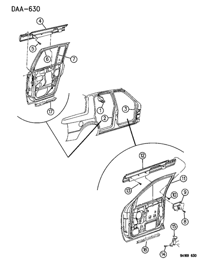 1994 Dodge Spirit Run Front Door Glass Right Diagram for 4719234