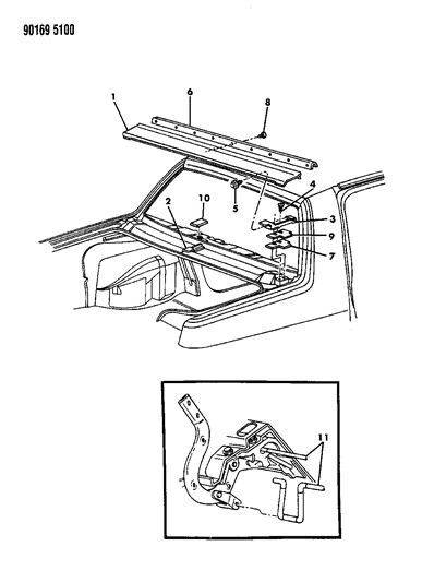 1990 Dodge Spirit Deck Lid Upper Panel Diagram