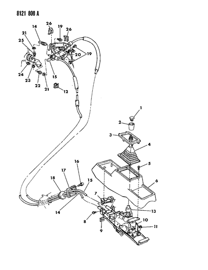 1988 Dodge Aries Controls, Gearshift Diagram