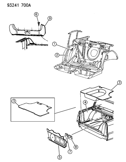 1993 Dodge Dynasty Carpet - Trunk Diagram