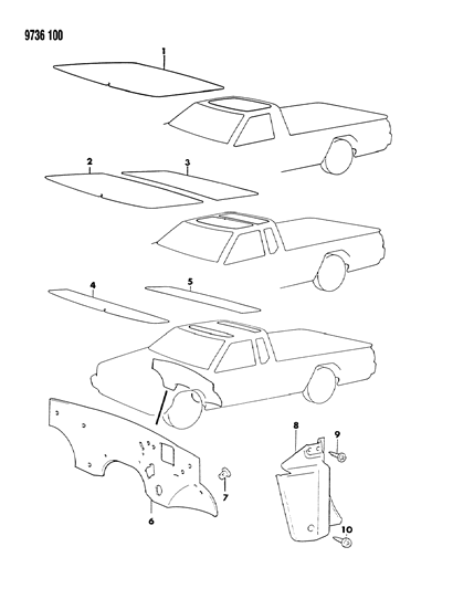 1989 Dodge Ram 50 Cowl Panel & Silencers Diagram