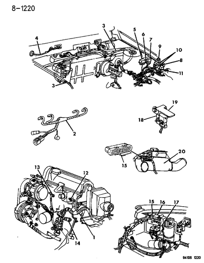 1994 Chrysler LeBaron Sedan Wiring - Engine & Related Parts Diagram