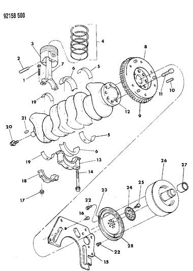 1992 Dodge Shadow Crankshaft , Pistons And Torque Converter Diagram 2