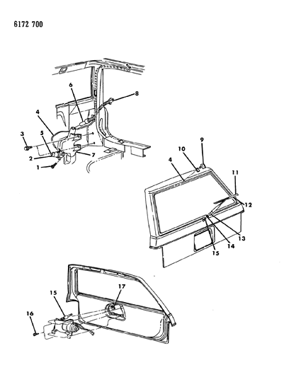 1986 Chrysler LeBaron Liftgate Wiper & Washer System Diagram