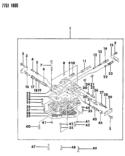 1987 Chrysler Conquest Valve Body & Components Diagram