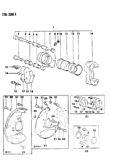 1988 Dodge Ram 50 Seal Kit-Front Brake CALIPER Diagram for MB500811