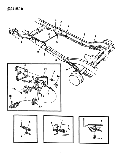 1987 Dodge Dakota Lever & Cables, Parking Brake Diagram