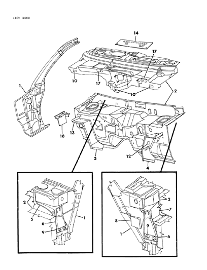 1984 Dodge Diplomat Cowl & Dash Panel Diagram