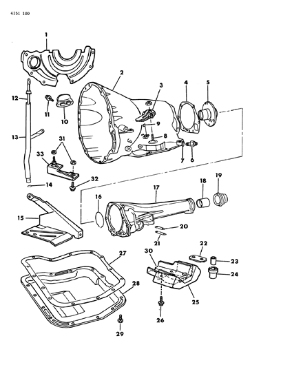 1984 Chrysler LeBaron Transmission With Case & Extension Diagram