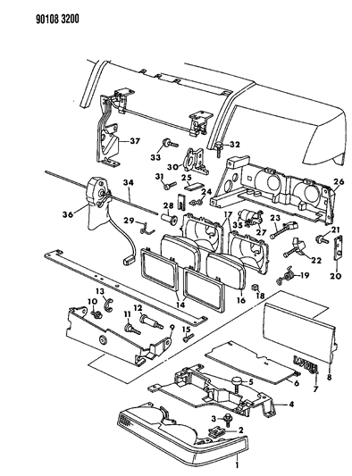 1990 Chrysler New Yorker Lamps - Front Rotating Diagram 1