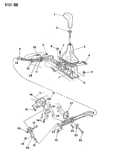 1991 Chrysler TC Maserati Controls, Gearshift Diagram