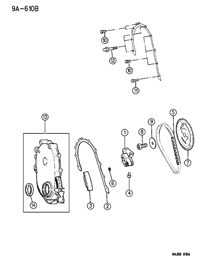 1994 Jeep Cherokee Timing Cover & Intermediate Shaft Diagram 2