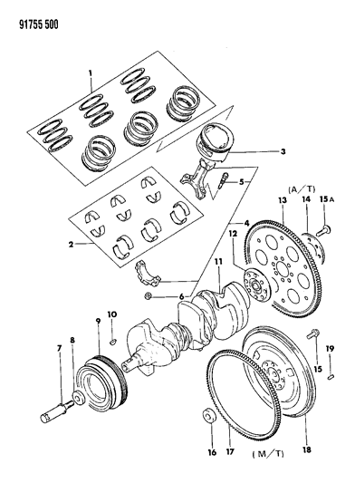 1991 Dodge Ram 50 Crankshaft & Piston Diagram 2