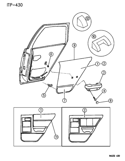 1994 Dodge Shadow Door Trim Panel Diagram 3