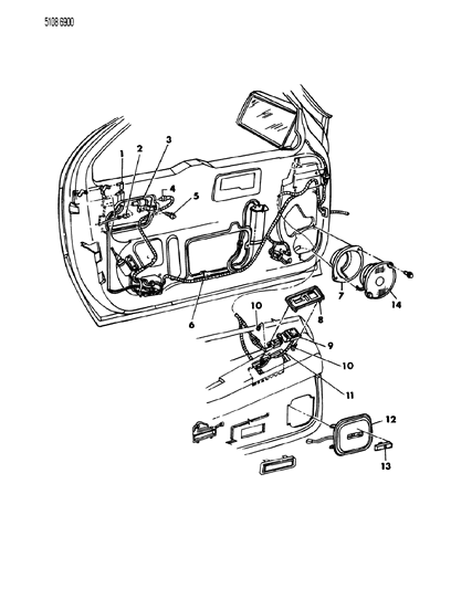 1985 Chrysler Laser Wiring & Switches - Door Diagram