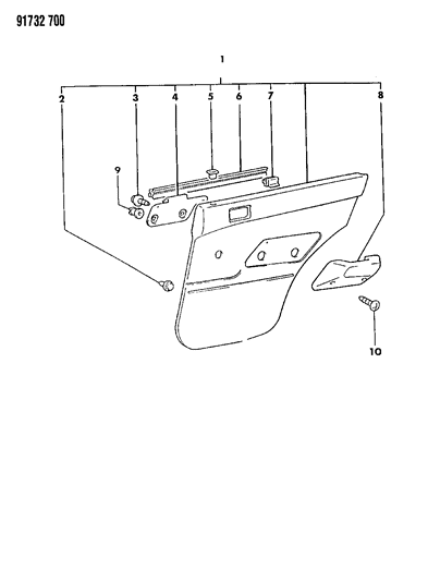 1991 Dodge Colt Door Trim Panel And Armrest - Rear Diagram