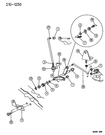 1996 Dodge Ram 1500 Controls , Gearshift , Lower Diagram 1