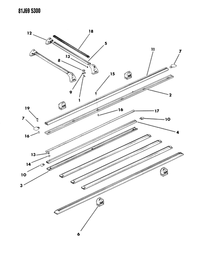 1984 Jeep Wagoneer Screw-Slide Rail To Roof Diagram for 34201609