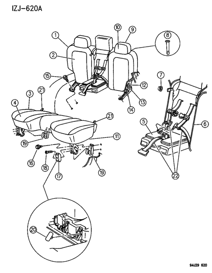 1995 Jeep Grand Cherokee Rear Bench Seat With Child Seat Diagram