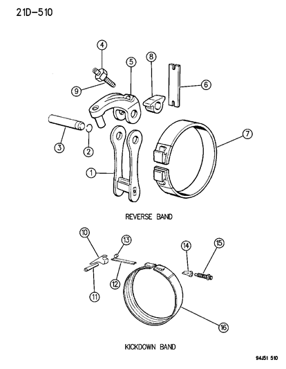 1994 Jeep Grand Cherokee Bands , Reverse & Kickdown With Linkage Diagram 2