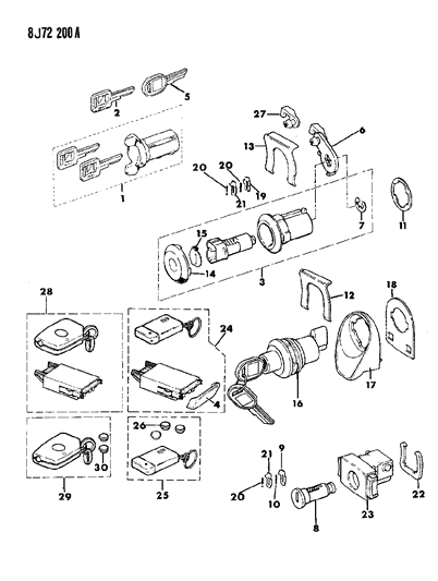 1989 Jeep Wagoneer Lock TAILGATE(Black) Diagram for 83502997