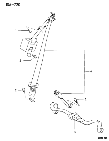 1995 Dodge Avenger Seat Belts - Rear Diagram