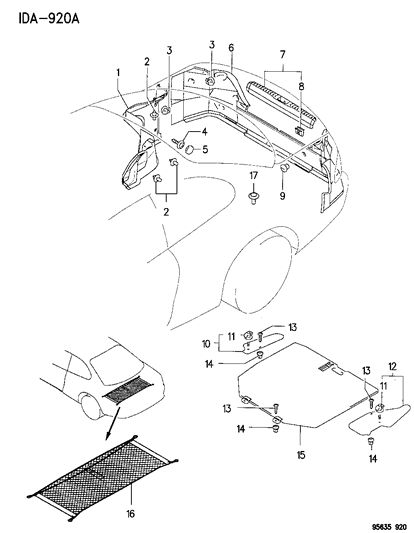 1995 Dodge Avenger Panel Luggage Compartment Diagram for MB938286