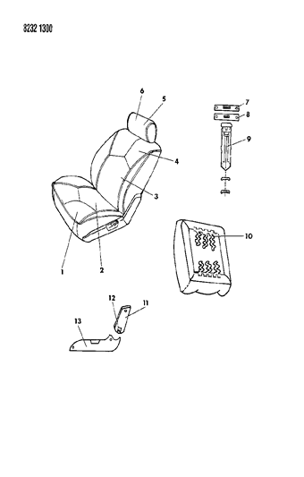 1988 Dodge Shadow Front Seat Diagram 1