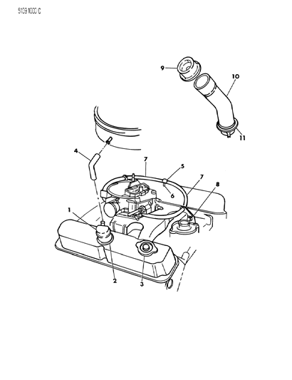 1985 Chrysler Fifth Avenue Crankcase Vent, Cap, Hose, Valve Diagram